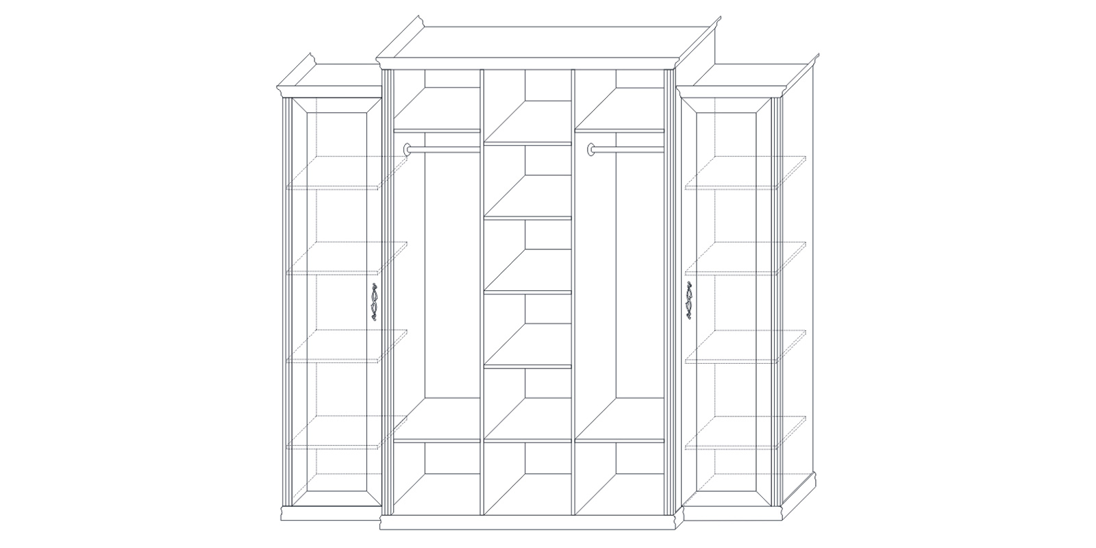 Шкаф пятидверный (корпус, малые боковые двери в комплекте) «Венето» Кураж