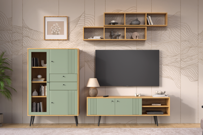 Стенка в гостиную Вега Саксония (комплект 4) Кураж