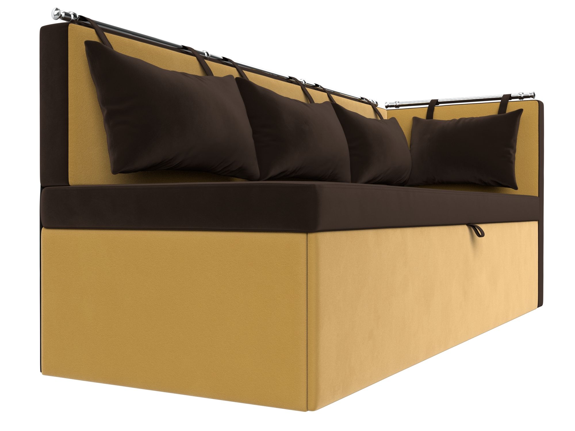 Кухонный диван Метро с углом справа Коричневый\Желтый