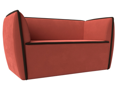 Прямой диван Бергамо 2-х местный Коралловый\Коричневый