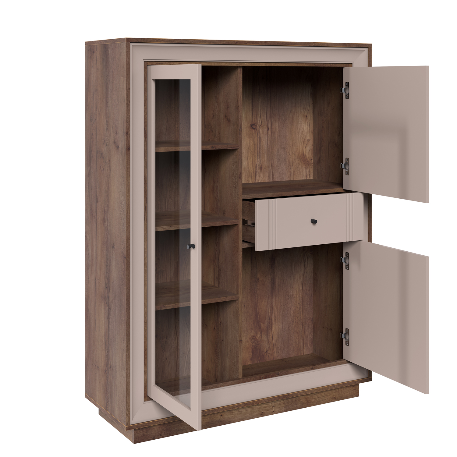 Шкаф низкий 1 стеклодверь (таксония шоколадная, кофе с молоком) «Прато» Кураж