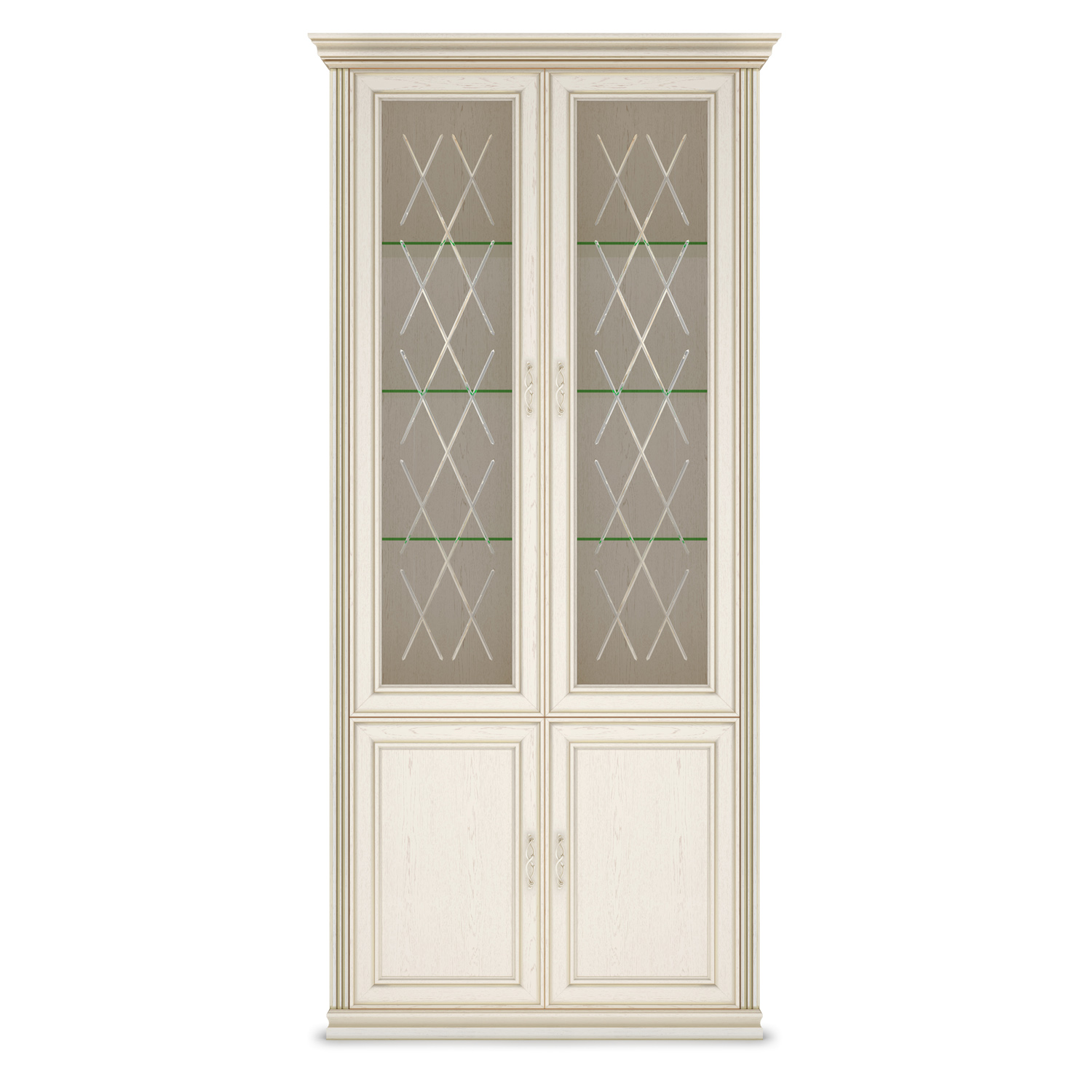 Шкаф 4-х дверный (2 стеклодвери) «Венето» Кураж