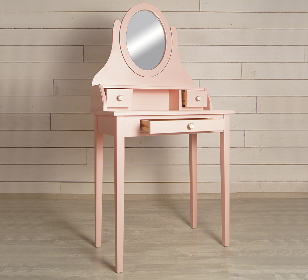 Туалетный столик с зеркалом "Adelina" в розовом цвете Этажерка