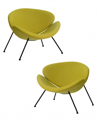 Набор 2 шт Кресло дизайнерское DOBRIN EMILY, светло-зеленая ткань AF3, черное основание