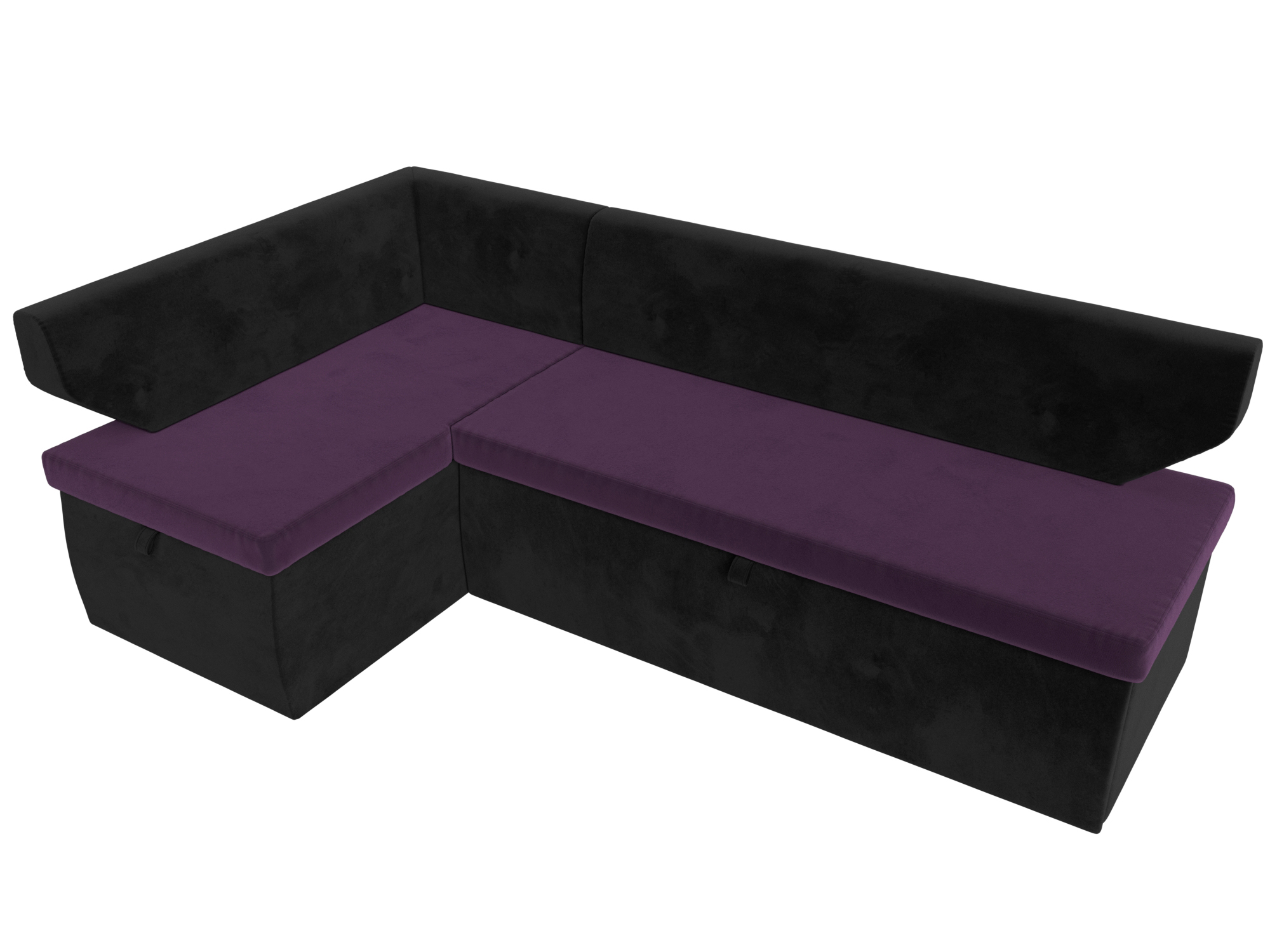 Кухонный угловой диван Омура левый угол Фиолетовый\Черный