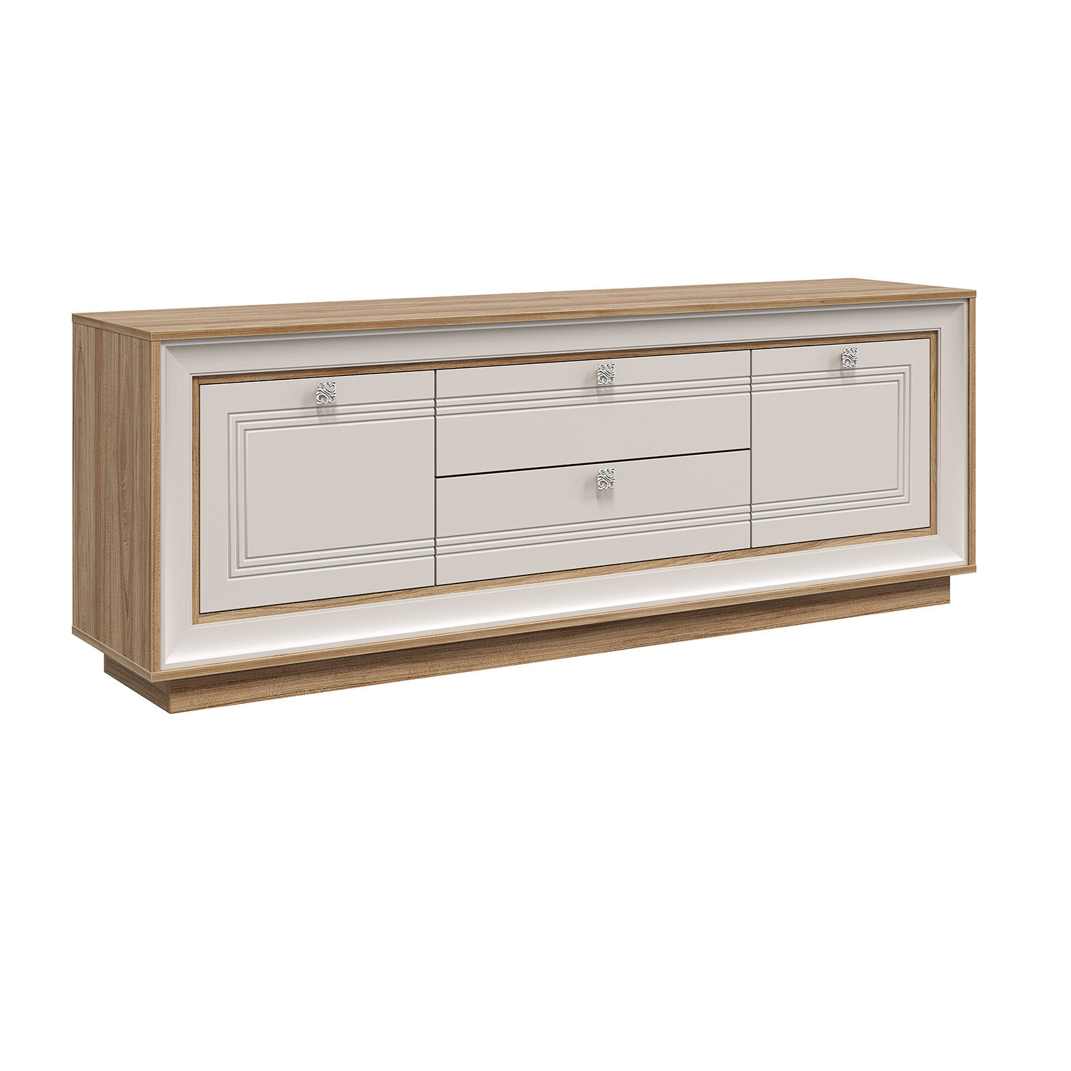 Тумба под ТВ 1800 (вяз швейцарский светлый, газания матовая) «Прато» Кураж