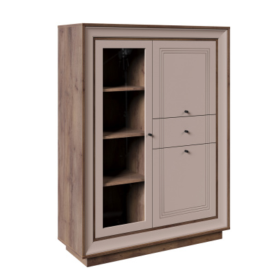 Шкаф низкий 1 стеклодверь (таксония шоколадная, кофе с молоком) «Прато» Кураж