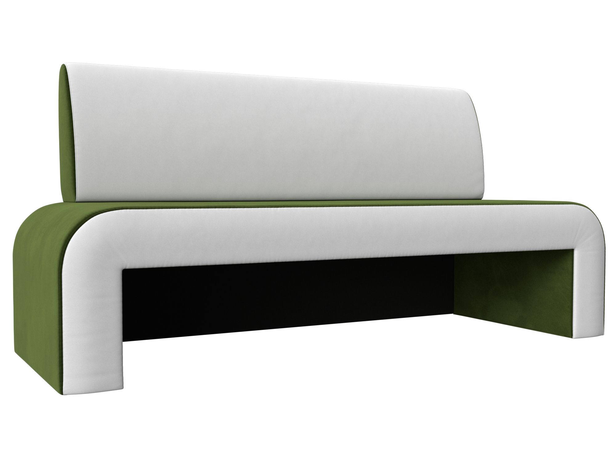 Кухонный прямой диван Кармен Зеленый\Белый