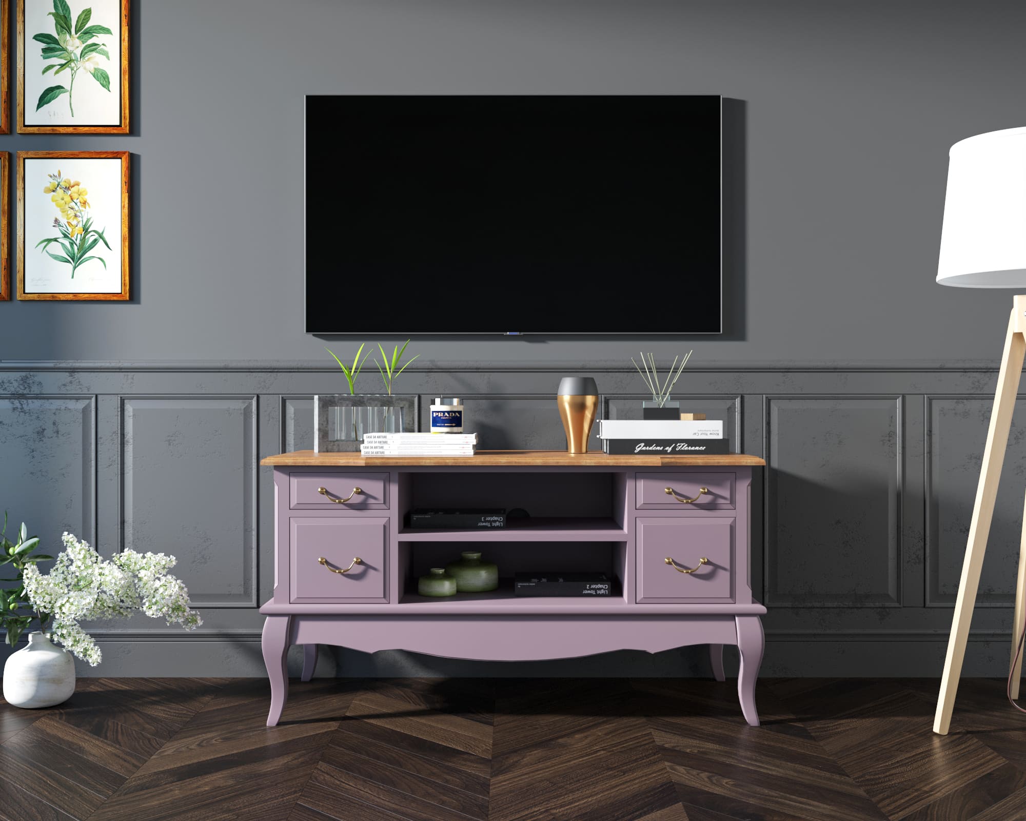 Комод под TV "Leontina Lavanda" арт ST9328L Этажерка Комод под TV "Leontina Lavanda" арт ST9328L Этажерка
