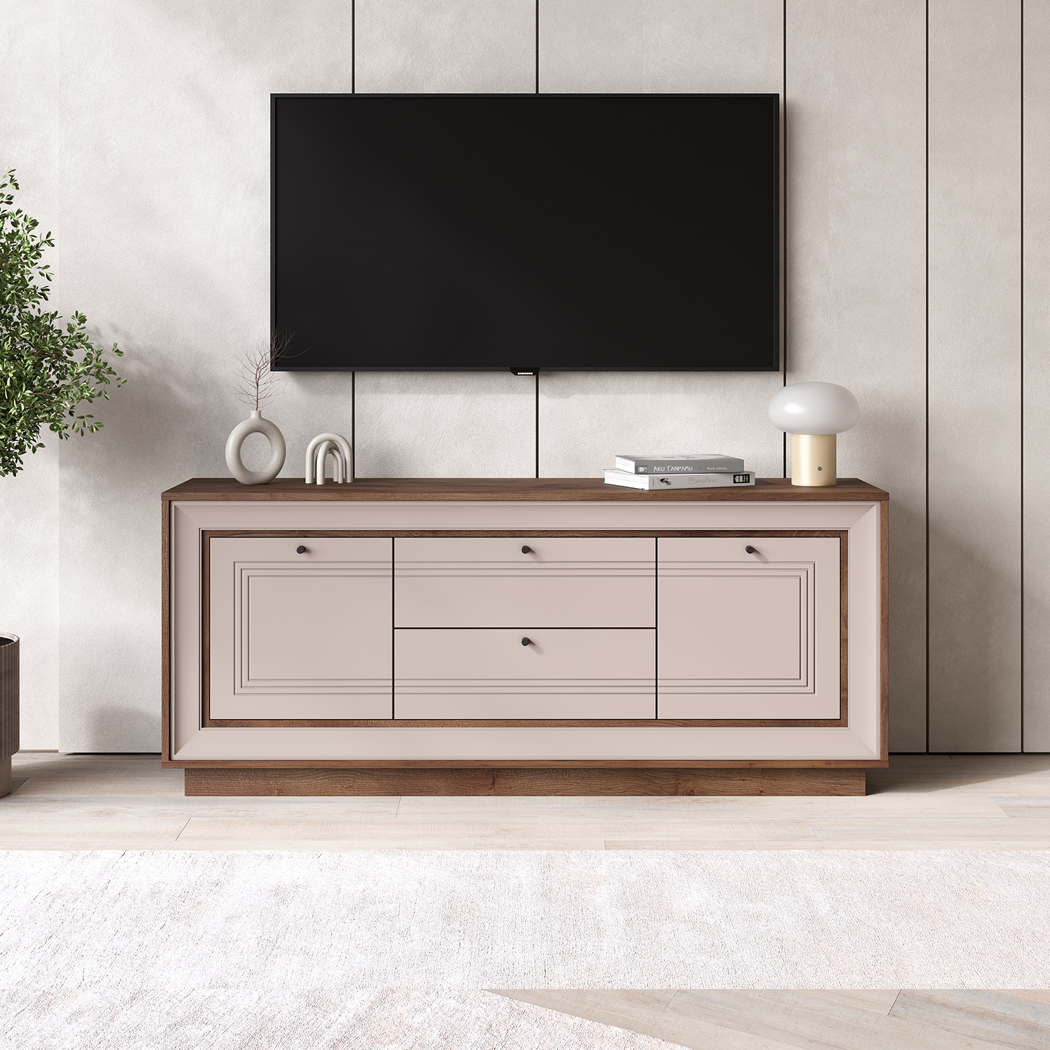 Тумба под ТВ 1536 (таксония шоколадная, кофе с молоком) «Прато» Кураж
