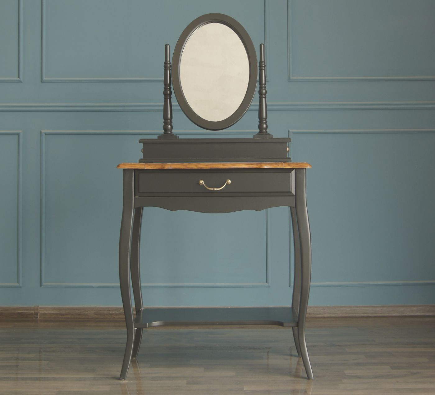 Туалетный столик "Leontina Black" с зеркалом Этажерка