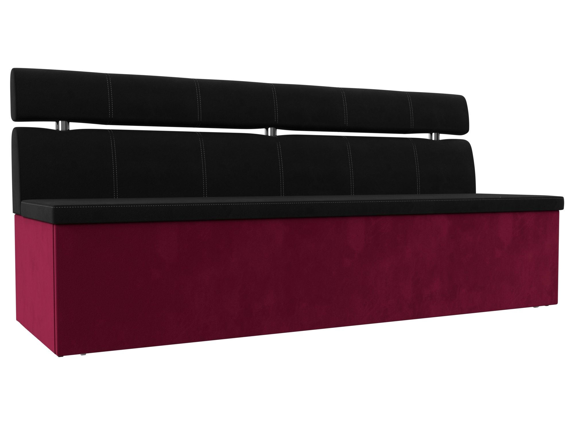 Кухонный прямой диван Классик Черный\Бордовый