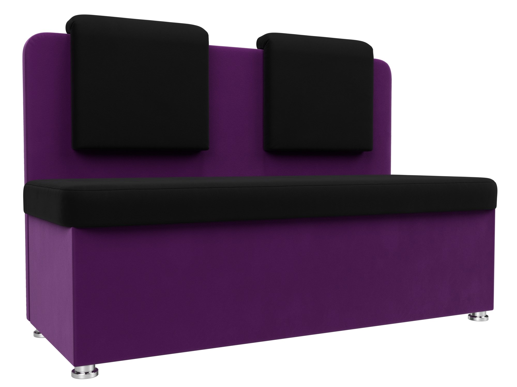 Кухонный прямой диван Маккон 2-х местный Черный\Фиолетовый