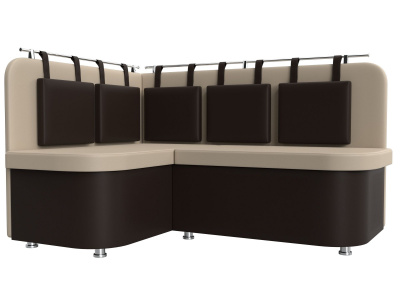 Кухонный угловой диван Уют 2 левый угол Бежевый\Коричневый