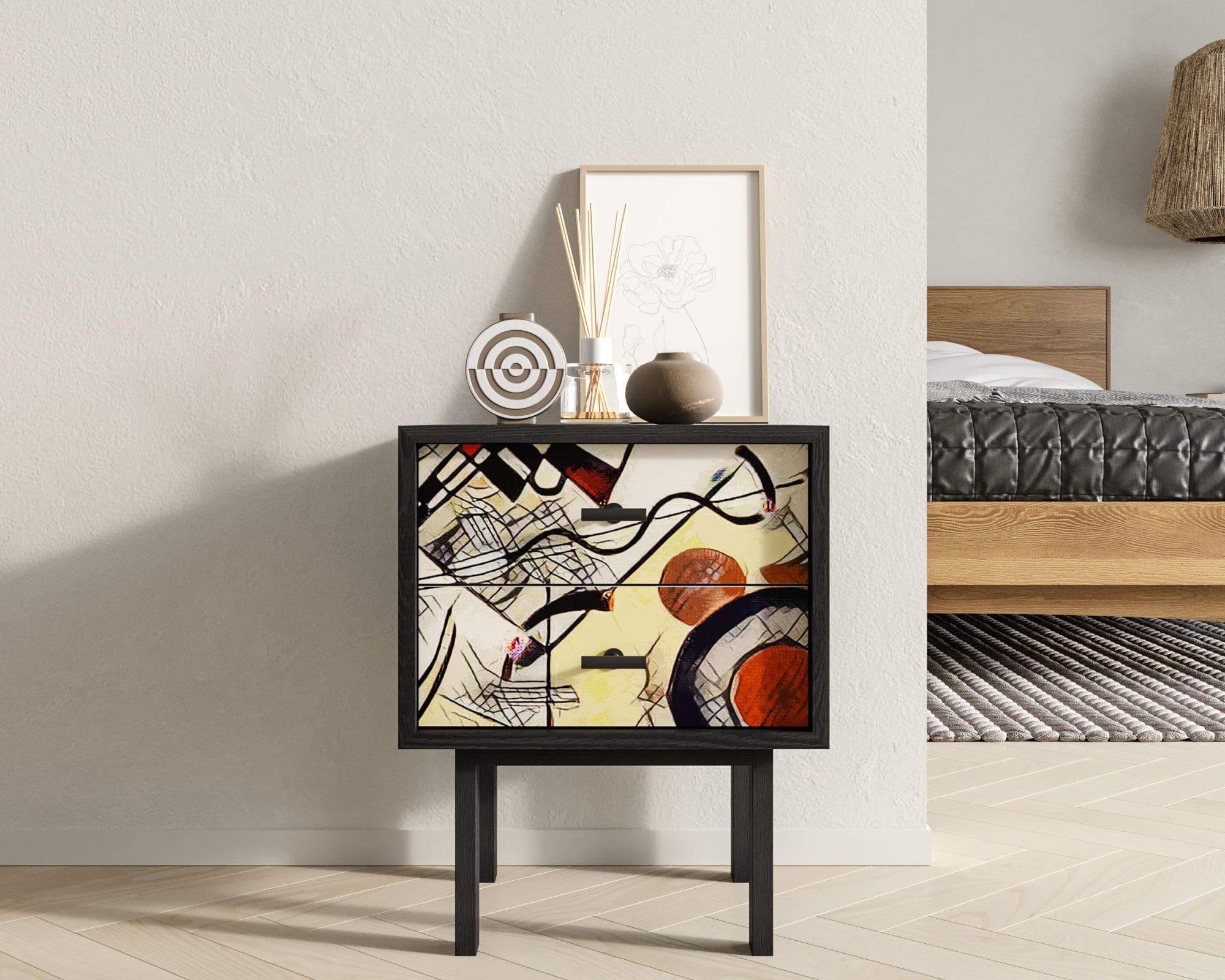 Тумбочка с двумя ящиками "Emerson" by Kandinsky арт EM16/Print_01 Этажерка