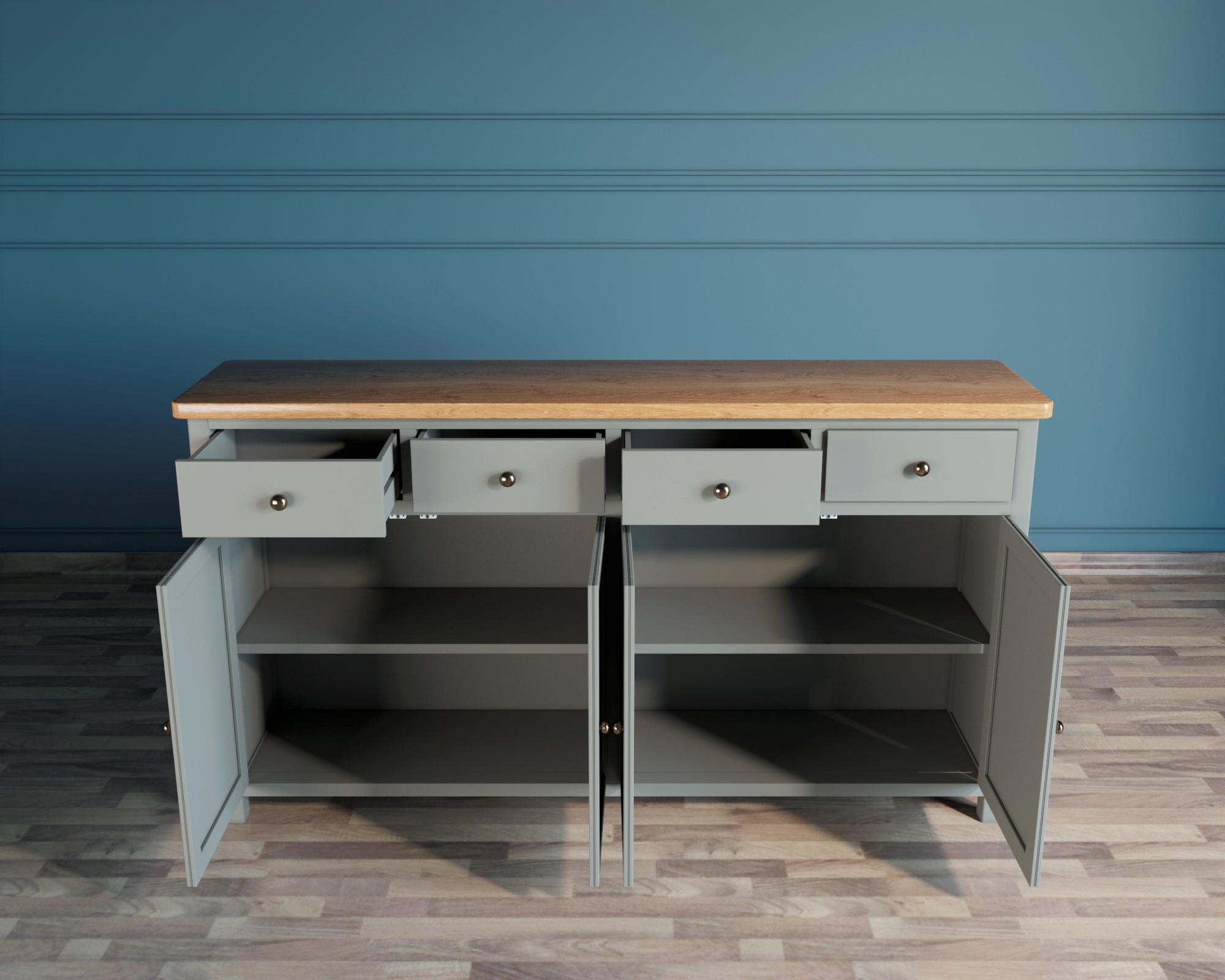 Комод "Jules Verne" 4 ящика 4 дверки серый арт JV37ETGG Этажерка