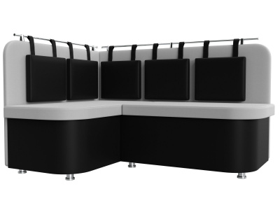 Кухонный угловой диван Уют 2 левый угол Белый\Черный