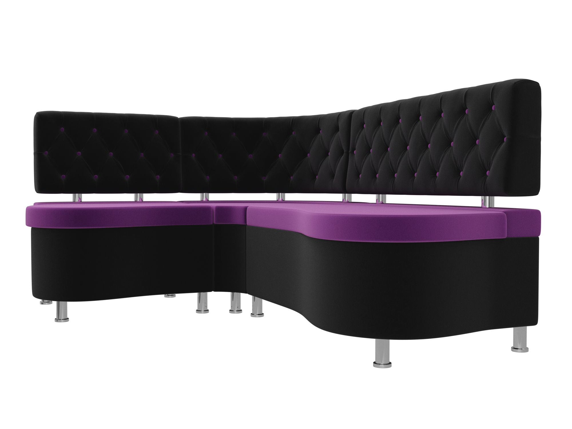 Кухонный угловой диван Вегас левый угол Фиолетовый\Черный