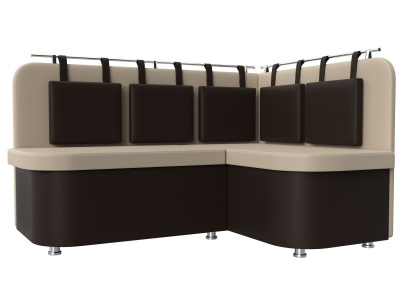 Кухонный угловой диван Уют 2 правый угол Бежевый\Коричневый