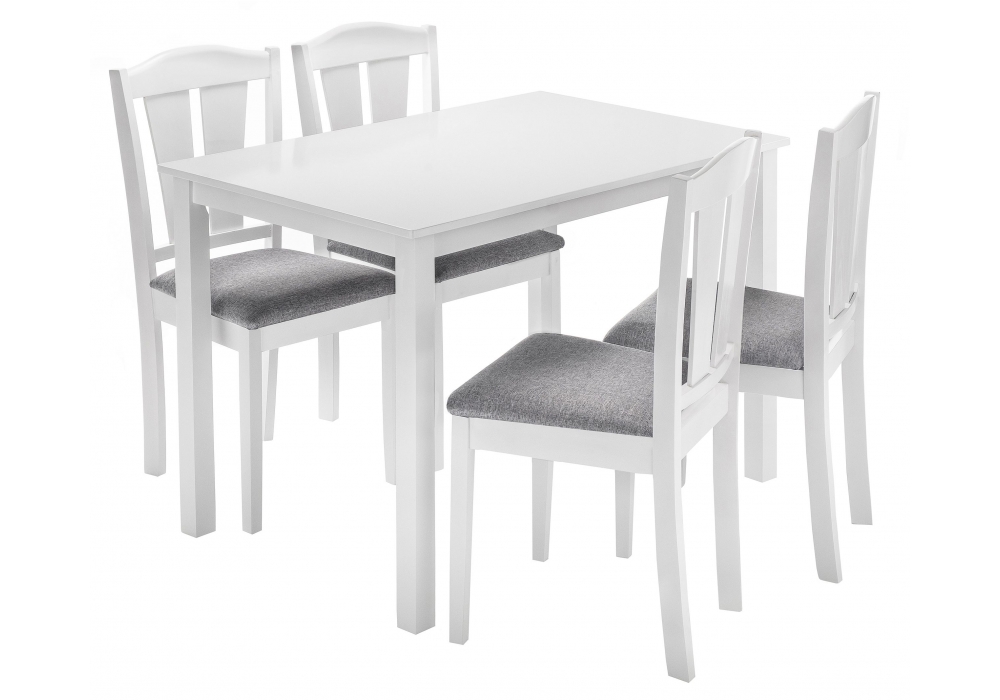 Обеденная группа Mali (стол и 4 стула) white / grey Woodville