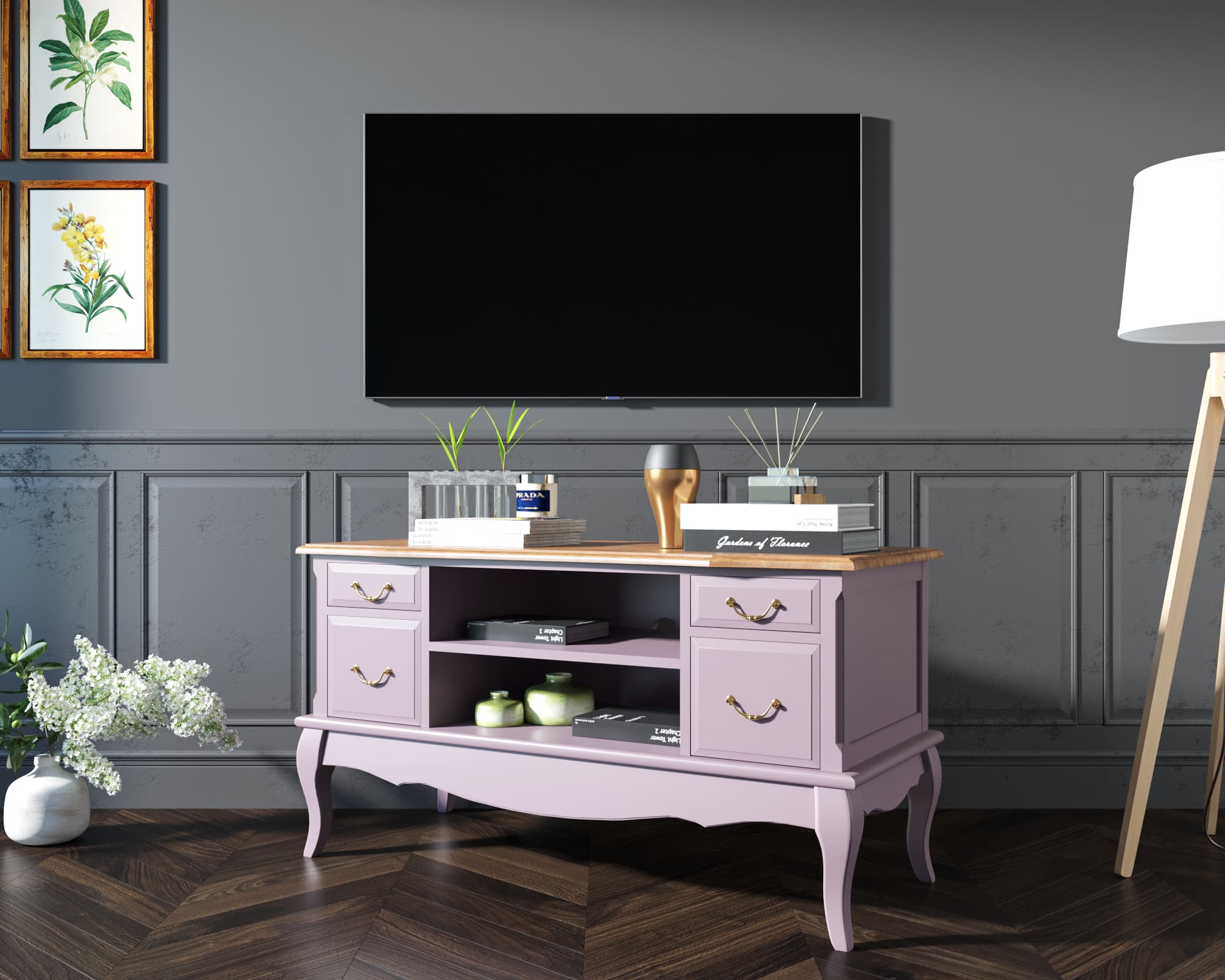 Комод под TV "Leontina Lavanda" арт ST9328L Этажерка Комод под TV "Leontina Lavanda" арт ST9328L Этажерка
