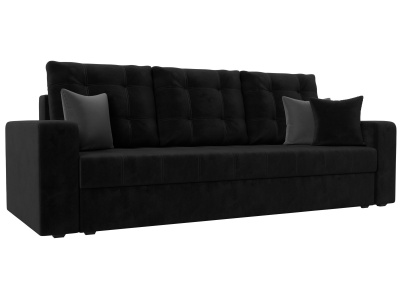 Диван прямой Ливерпуль черный\серый