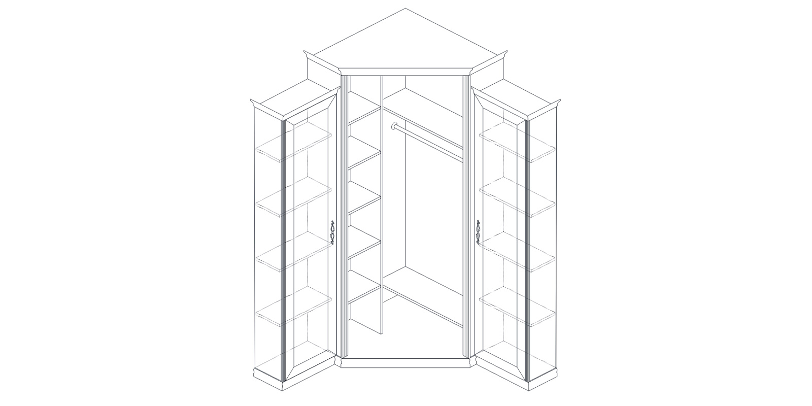 Шкаф угловой (корпус, малые боковые двери в комплекте) «Венето» Кураж