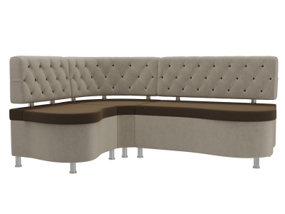 Кухонный угловой диван Вегас левый угол Коричневый\Бежевый