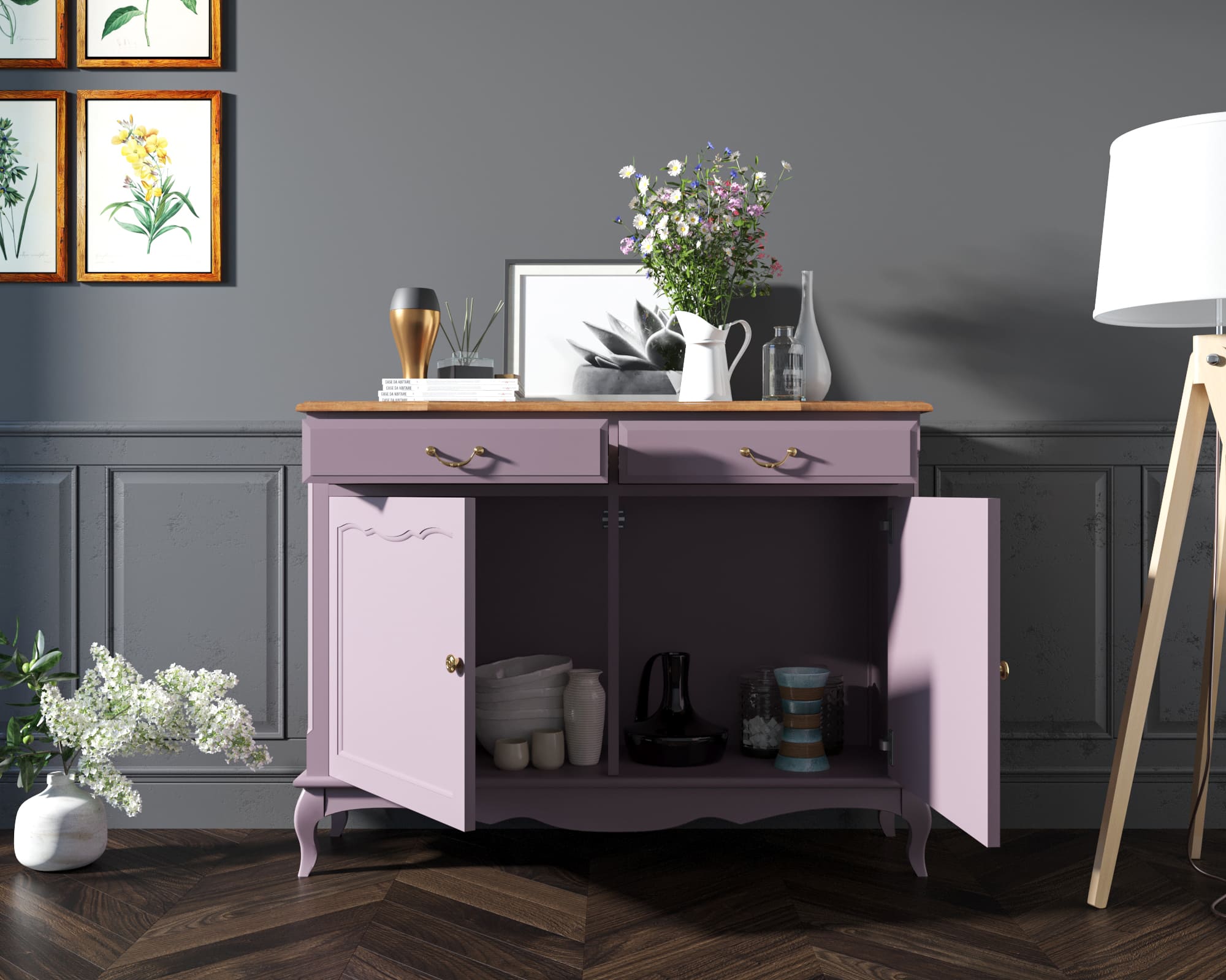Комод "Leontina Lavanda" с ящиками арт ST9329L Этажерка Комод "Leontina Lavanda" с ящиками арт ST9329L Этажерка