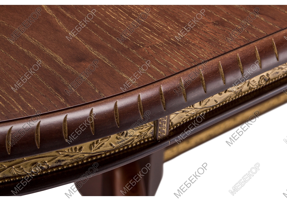 Стол деревянный Кантри 160 орех с золотой патиной Woodville