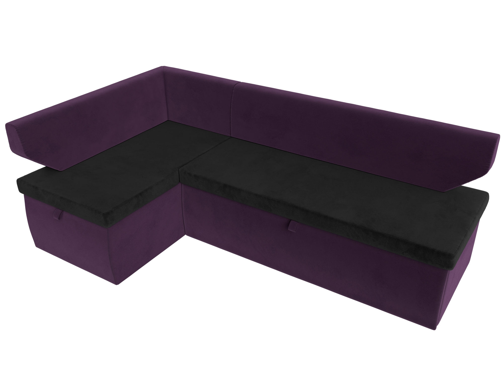 Кухонный угловой диван Омура левый угол Черный\Фиолетовый