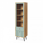 Шкаф-витрина (серо-зеленый) Вега Саксония Кураж